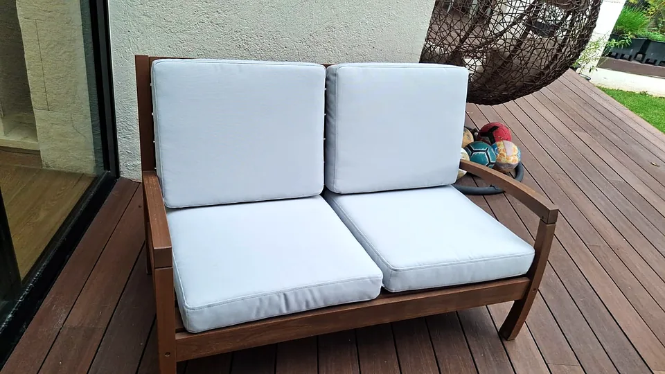 Sillón de terraza después del trabajo de Velvet: Cojines nuevos en tela para exterior